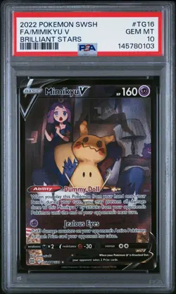 2022 POKEMON BRILLIANT STARS TG16 FULL ART MIMIKYU V BRILLIANT STARS PSA 10 - Image 1