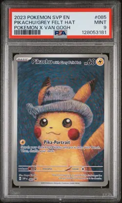 PSA 9 Pikachu with Grey Felt Hat 085 Van Gogh Promo Pokemon SVP - Image 3