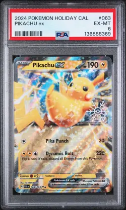 2024 POKEMON HOLIDAY CALENDAR #063 PIKACHU EX PSA 6 - Image 1