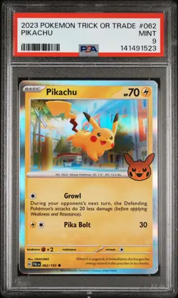 2023 POKEMON TRICK OR TRADE #062 PIKACHU PSA 9 - Image 1
