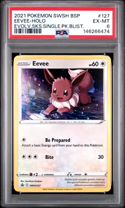 2021 POKEMON SWSH BLACK STAR PROMO #127 EEVEE-HOLO PSA 6 - Image 1