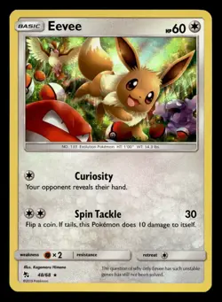 Eevee 48/68 Rare Hidden Fates Holo Pokemon NM - Image 1