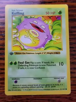 Koffing 51/102 PL! | Base Set | 1ST EDITION | Vintage WOTC Pokemon TCG - Image 1
