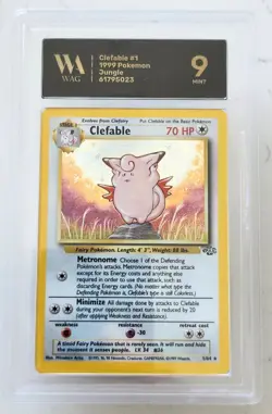 WAG Graded Mint 9 Pokemon TCG Clefable Jungle 1/64 Holo Unlimited Holo - Image 1