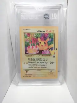 TAG 10 GEM - BIRTHDAY PIKACHU HOLO - BLACK STAR PROMO #24 - Pokemon CELEBRATIONS - Image 1