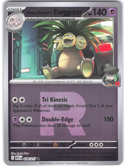 Team Rocket's Exeggutor 078/217 Team Rocket Reverse Ascended Heroes NM Pokemon - Image 1