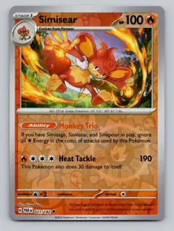 Reverse Holo Simisear 021/182 Uncommon Paradox Rift Pokemon - Image 1