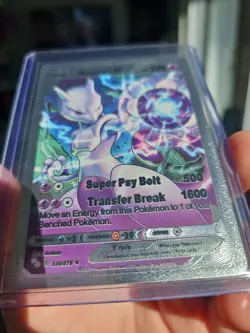 Mewtwo V Silver Foil Fan Art Premium Textured Collector Card - Image 3