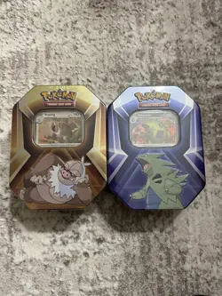 (2 Tin Lot) Pokemon TCG - Triple Whammy Tins - Slaking & Tyranitar- Ships Free - Image 1