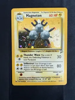 MAGNETON 9/130 HOLO RARE BASE SET 2 POKEMON MP SWIRL!! - Image 2