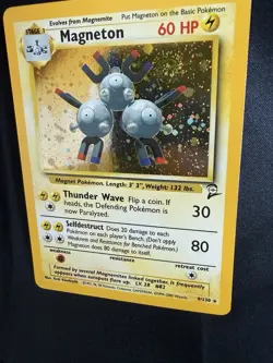 MAGNETON 9/130 HOLO RARE BASE SET 2 POKEMON MP SWIRL!! - Image 3