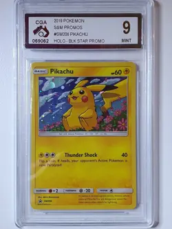 2019 Pokemon Pikachu SM206 HOLO Black Star Promo - CGA 9 - Image 1