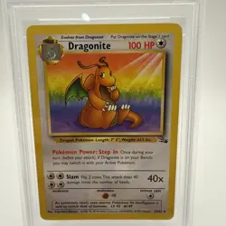 1999 POKEMON FOSSIL #19 DRAGONITE NON HOLO UNLIMITED MINT PSA 8 - Image 3