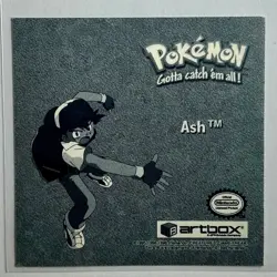 ASH KETCHUM 1999 POKEMON ARTBOX SERIES Rare Silver Foil ANIME STICKER NM - Image 2