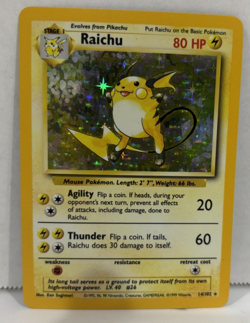 SET of 2: 1999 Pokeman Cards RAICHU *** HOLO ***#14 & RAICHU (Fossil Set) #29 - Image 3
