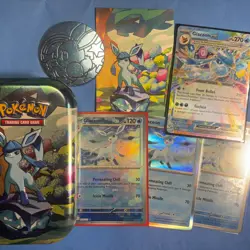 Pokemon TCG— Prismatic Evolutions Glaceon Mini Tin 26/131 Pokeball {54 Cards} - Image 1