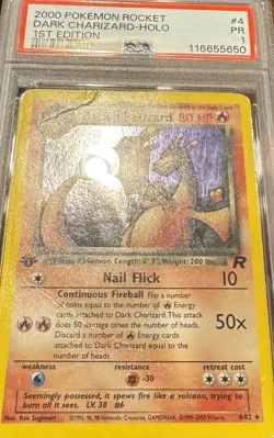 Pokemon Dark Charizard Team Rocket 1st Edition Holo Rare #4 PSA 1 - Image 3