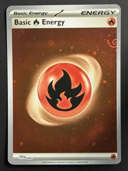 HD Fire Energy Cosmos Holo with Mew Tail Swirl SVE MEW 002 151 Pokemon Card - Image 1
