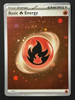 HD Fire Energy Cosmos Holo with Mew Tail Swirl SVE MEW 002 151 Pokemon Card - Image 3