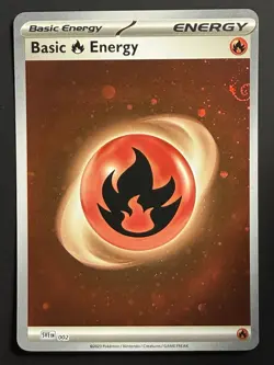 HD Fire Energy Cosmos Holo with Mew Tail Swirl SVE MEW 002 151 Pokemon Card - Image 4