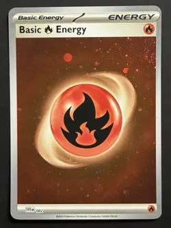HD Fire Energy Cosmos Holo with Mew Tail Swirl SVE MEW 002 151 Pokemon Card - Image 5