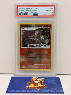 Pokemon 2008 PSA 8 Diamond & Pearl Great Encounters Houndour Reverse Holo 69/106 - Image 1