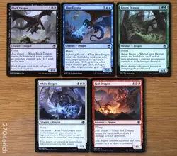 Set of 5 Different Dragons / Black, Blue, Green, Red, White *NM* MTG Magic AFR - Image 1
