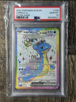 2024 Pokemon Lapras ex 158/142 Ultra Rare Full Art Holo PSA 10 Graded Gem Mint - Image 1