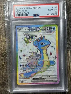 2024 Pokemon Lapras ex 158/142 Ultra Rare Full Art Holo PSA 10 Graded Gem Mint - Image 2