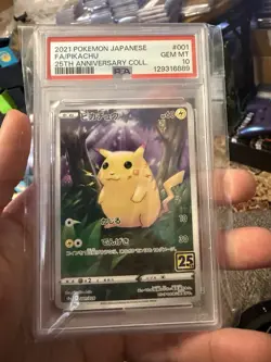 2021 POKEMON JAPANESE 25TH ANNIVERSARY COLLECTION #001 FULL ART/PIKACHU PSA 10 - Image 1