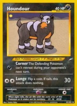 1x Houndour - 43/105 - Uncommon - Unlimited Edition Moderately Played Pokemon G2 - Image 1