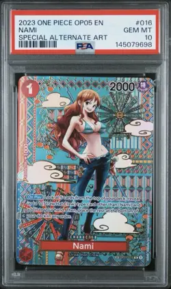 ONE PIECE OP05 AWAKENING OF THE NEW ERA #016 NAMI SPECIAL ALTERNATE ART PSA 10 - Image 1