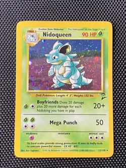 Nidoqueen 12/130 Swirl Holo Base Set 2 Pokemon Card WOTC LP+ - Image 1