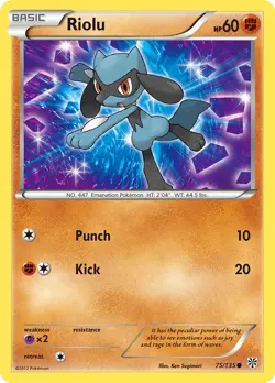 Riolu 75/135 Plasma Storm Pokemon Card NM - Image 1