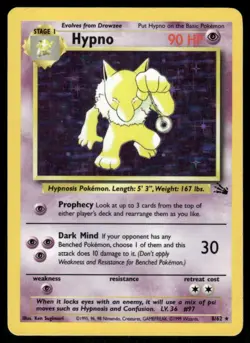 Pokemon Cards Hypno 8/62 Unlimited Holo Fossil WOTC Rare LP - Image 1