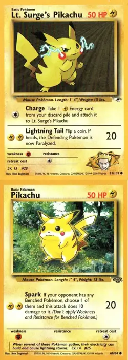 Pokemon TCG Gym Heroes Lt Surge's Pikachu Jungle X2 MP - Image 1