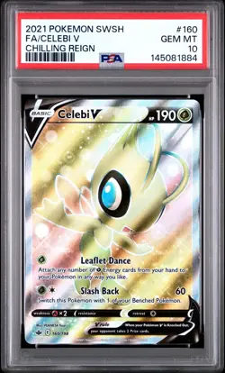 PSA 10 Celebi V Full Art 160/198 Pokemon SWSH Chilling Reign 2021 Gem Mint - Image 1
