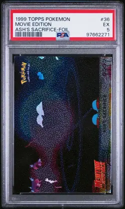 1999 TOPPS POKEMON THE MOVIE EDT ASH'S SACRIFICE-FOILMOVIE EDITION #36 - PSA 5 - Image 1