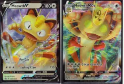 2020 POKEMON MEOWTH VMAX (SWSH005) & MEOWTH V (SWSH004) HOLO PROMO -NM/M - Image 1