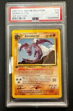 2001 Pokemon Neo Revelation AERODACTYL 1st Edition 15/64 PSA 3 - VG - Image 1