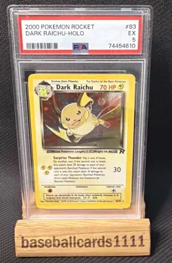 Pokemon TCG 2000 Dark Raichu 83/82 Team Rocket Holo PSA 5 P2 - Image 1