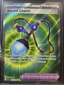 Sacred Charm Ultra Rare 122/094, Phantasmal Flames, Full Art Holo, Pokemon TCG - Image 1