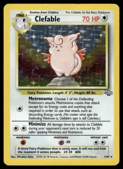 Pokemon Cards Clefable 1/64 Unlimited Holo Jungle WOTC Rare LP - Image 1