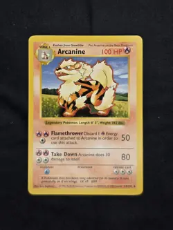 Pokemon Arcanine Shadowless Base Set Card 23/102 NM/LP - Image 1