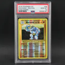 2016 Pokemon MACHOKE 58 /108 Reverse Holo Foil XY Evolutions PSA 10 Gem Mint - Image 1
