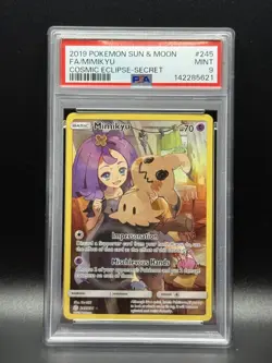 PSA 9 MINT Mimikyu 245 Cosmic Eclipse Pokemon Card - Image 1
