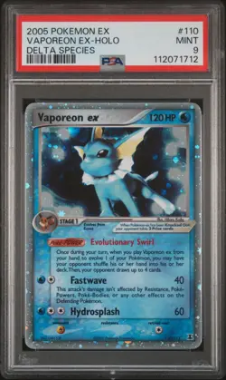 2005 POKEMON EX DELTA SPECIES #110 VAPOREON EX-HOLO PSA 9 - Image 1