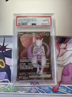 PSA 10 TEAM ROCKET'S MEWTWO EX 213/182 ULTRA RARE DESTINED RIVALS POKEMON - Image 1