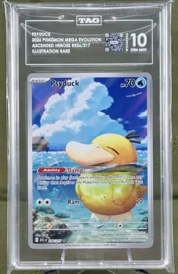 2026 POKEMON EN ASCENDED HEROES ILLUSTRATION RARE 226/217 PSYDUCK TAG 10 GEM - Image 1