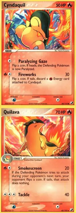Pokemon TCG EX Unseen Forces Cyndaquil Quilava X2 MP - Image 1